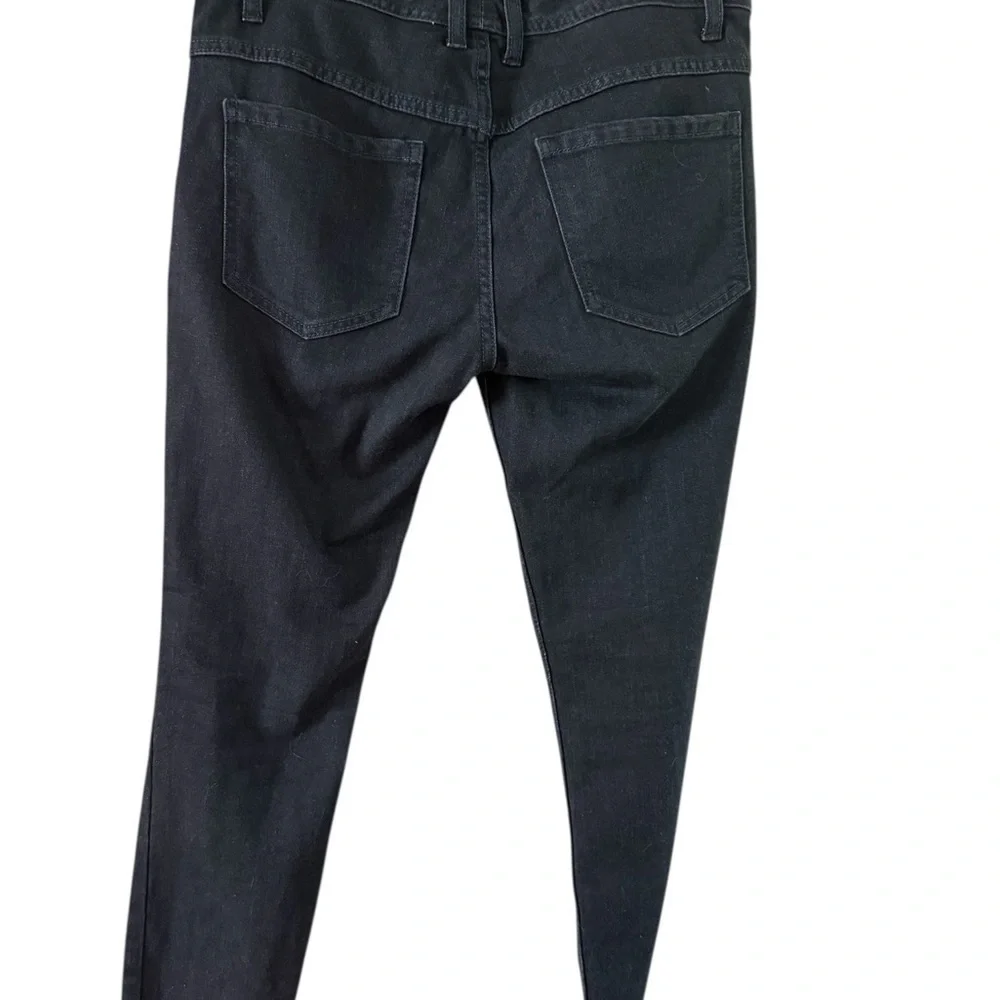 Free People Black Ribbed Straight Leg Jeans